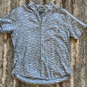 Eddie Bauer Gray Fish Pattern Button-Down Shirt